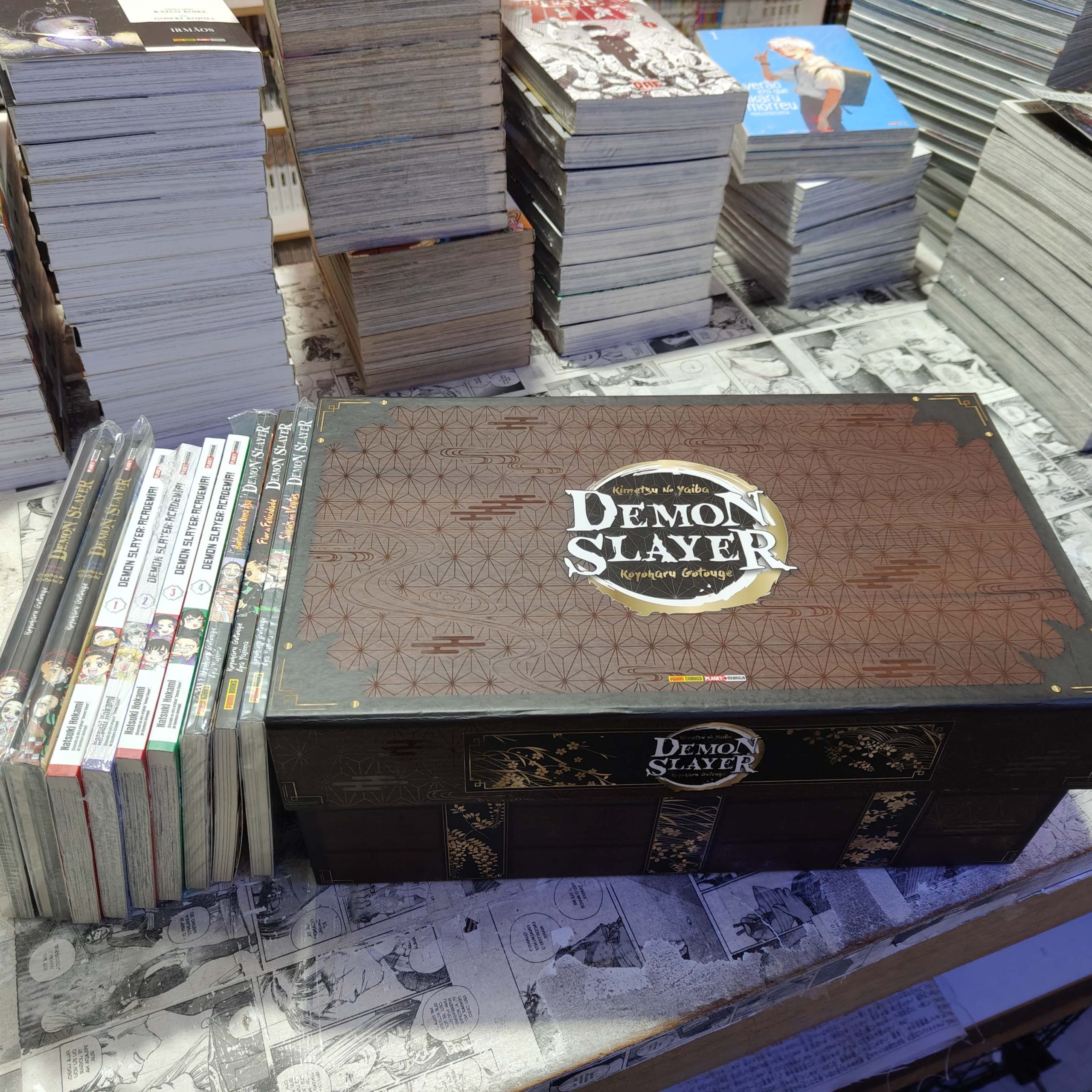 Demon Slayer BOX + Giaden + Databook 1 e 2 + Flor da Felicidade + Borboleta de uma Asa + Sinais dos Ventos + Academia - Vol.1 ao 4 (Lote #321)